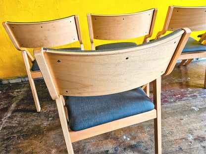 LOT OF 6 WIELAND PERK CHARCOAL FOLDING WOOD FABRIC CHAIRS MODEL 7028202 FREESHIP