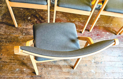 LOT OF 6 WIELAND PERK CHARCOAL FOLDING WOOD FABRIC CHAIRS MODEL 7028202 FREESHIP