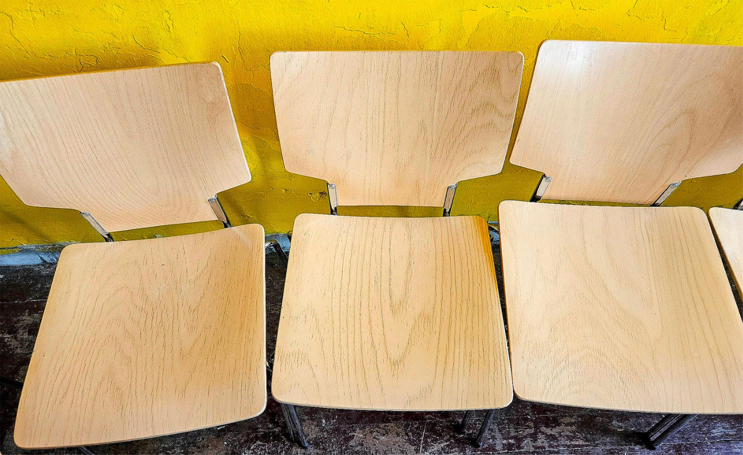 LOT of 8 KUSCH+CO 2000s RETRO LOOK HOT MOULDED PLYWOOD STACKING CHAIRS FREE SHIP