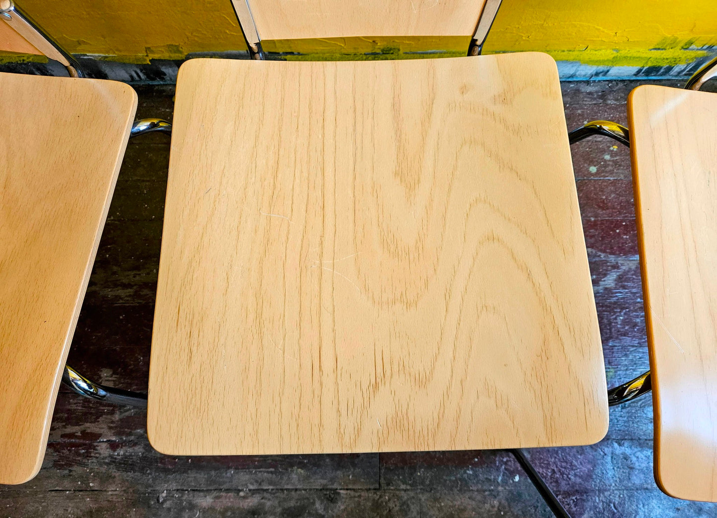 LOT of 8 KUSCH+CO 2000s RETRO LOOK HOT MOULDED PLYWOOD STACKING CHAIRS FREE SHIP