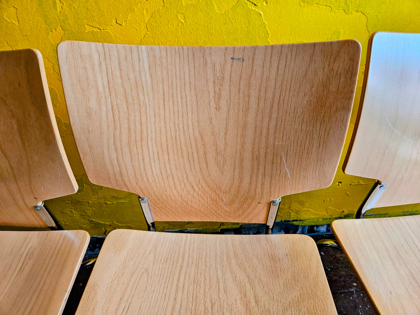 LOT of 8 KUSCH+CO 2000s RETRO LOOK HOT MOULDED PLYWOOD STACKING CHAIRS FREE SHIP