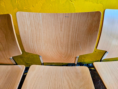 LOT of 8 KUSCH+CO 2000s RETRO LOOK HOT MOULDED PLYWOOD STACKING CHAIRS FREE SHIP