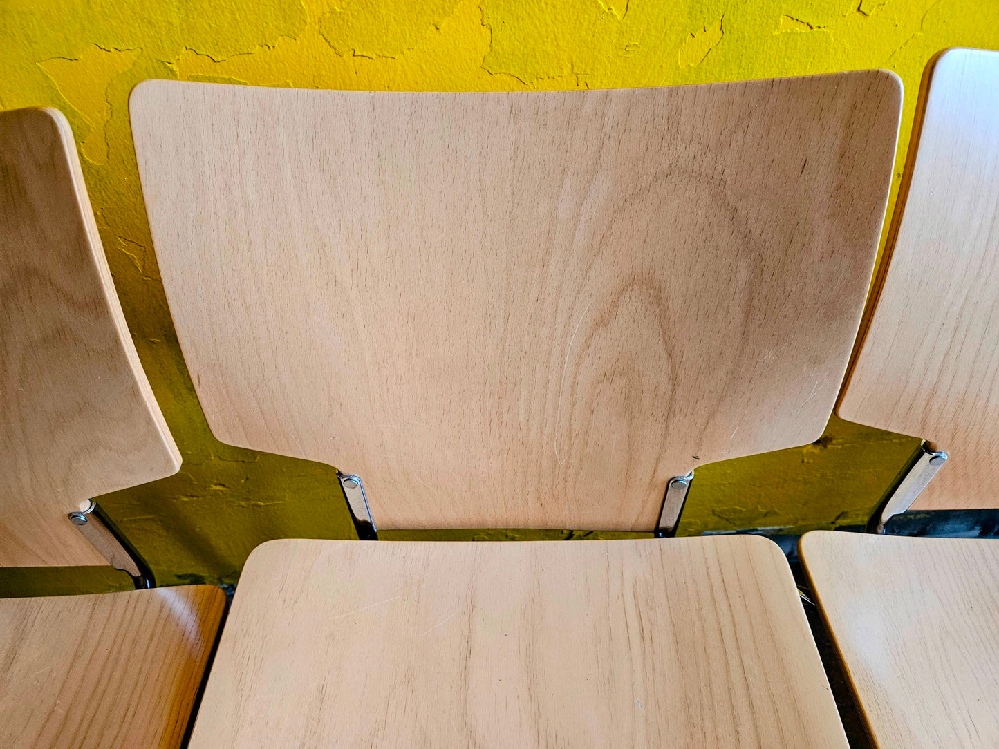 LOT of 8 KUSCH+CO 2000s RETRO LOOK HOT MOULDED PLYWOOD STACKING CHAIRS FREE SHIP