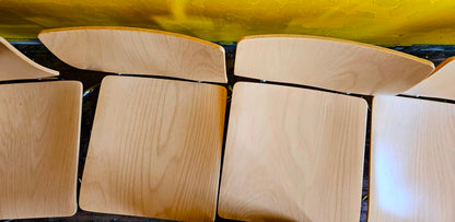 LOT of 8 KUSCH+CO 2000s RETRO LOOK HOT MOULDED PLYWOOD STACKING CHAIRS FREE SHIP