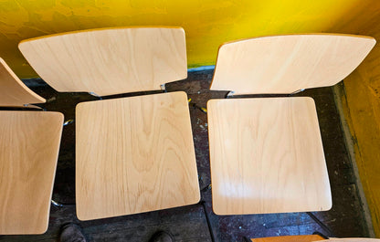 LOT of 8 KUSCH+CO 2000s RETRO LOOK HOT MOULDED PLYWOOD STACKING CHAIRS FREE SHIP