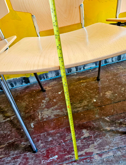 LOT of 8 KUSCH+CO 2000s RETRO LOOK HOT MOULDED PLYWOOD STACKING CHAIRS FREE SHIP