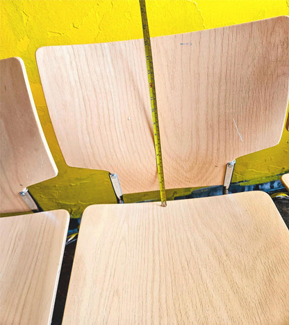 LOT of 8 KUSCH+CO 2000s RETRO LOOK HOT MOULDED PLYWOOD STACKING CHAIRS FREE SHIP