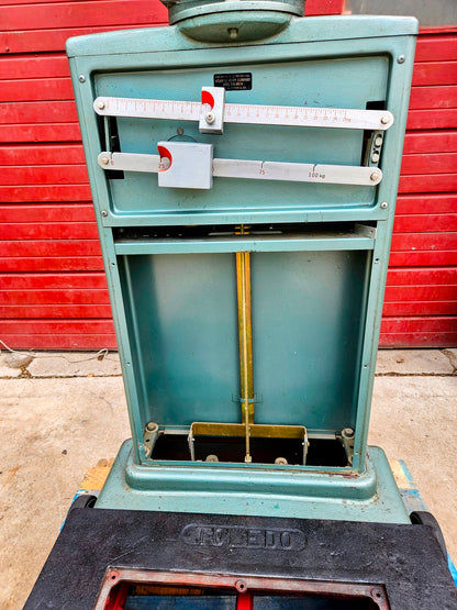 PERFECT VINTAGE ORIGINAL TOLEDO 750LB BEAM & DIAL PLATFORM GRAIN SCALE FREE SHIP