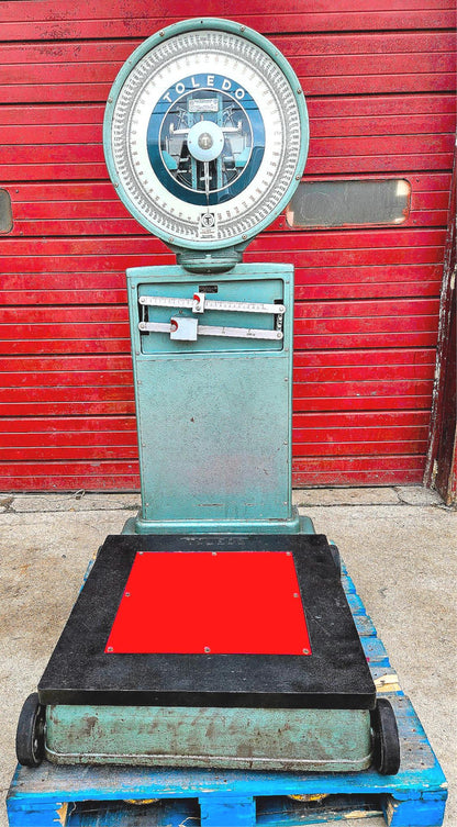 PERFECT VINTAGE ORIGINAL TOLEDO 750LB BEAM & DIAL PLATFORM GRAIN SCALE FREE SHIP