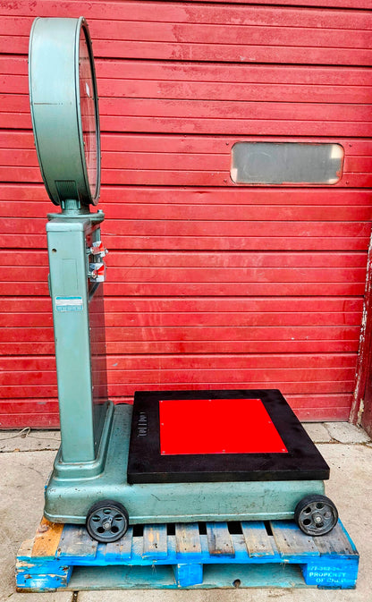PERFECT VINTAGE ORIGINAL TOLEDO 750LB BEAM & DIAL PLATFORM GRAIN SCALE FREE SHIP
