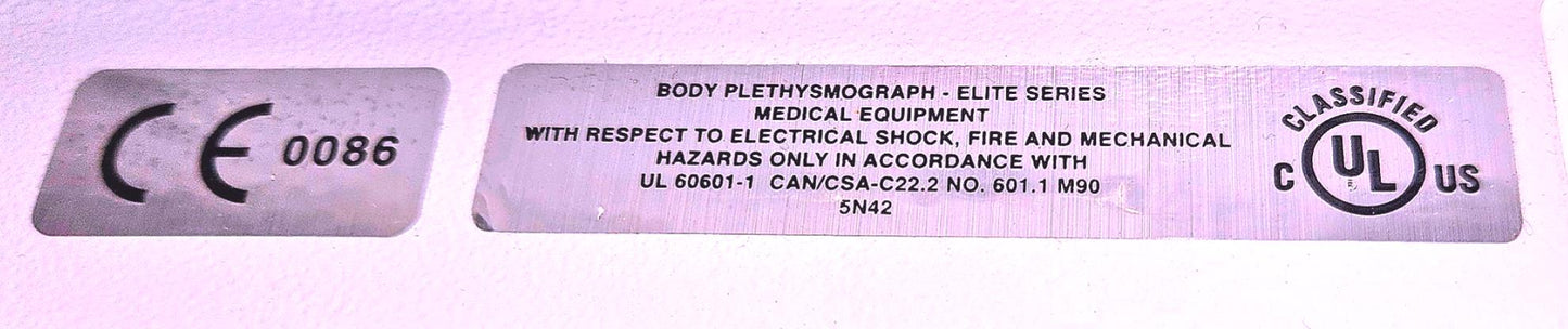 MEDGRAPHICS CARDIO RESPIRATORY DIAGNOST PLATINUM ELITE DX PLETHYSMOGRAPH CHAMBER