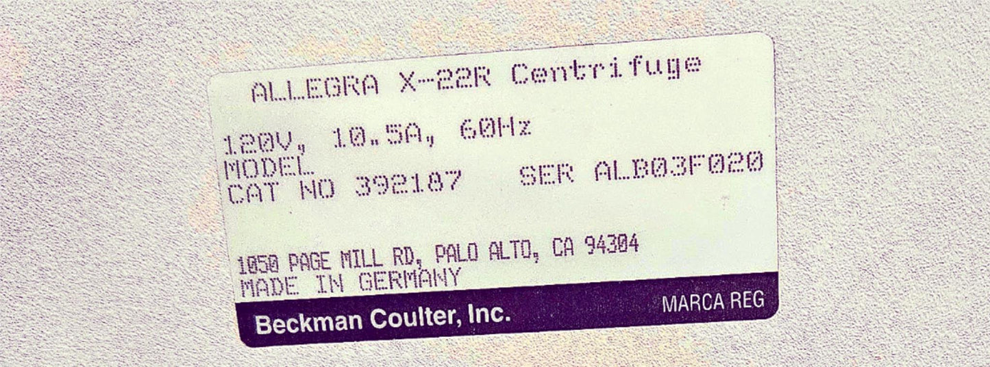 REFURBISHED BECKMAN COULTER ALLEGRA X-22R CENTRIFUGE & ROTOR WATCHVIDEO FREESHIP