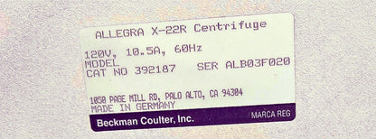 REFURBISHED BECKMAN COULTER ALLEGRA X-22R CENTRIFUGE & ROTOR WATCHVIDEO FREESHIP