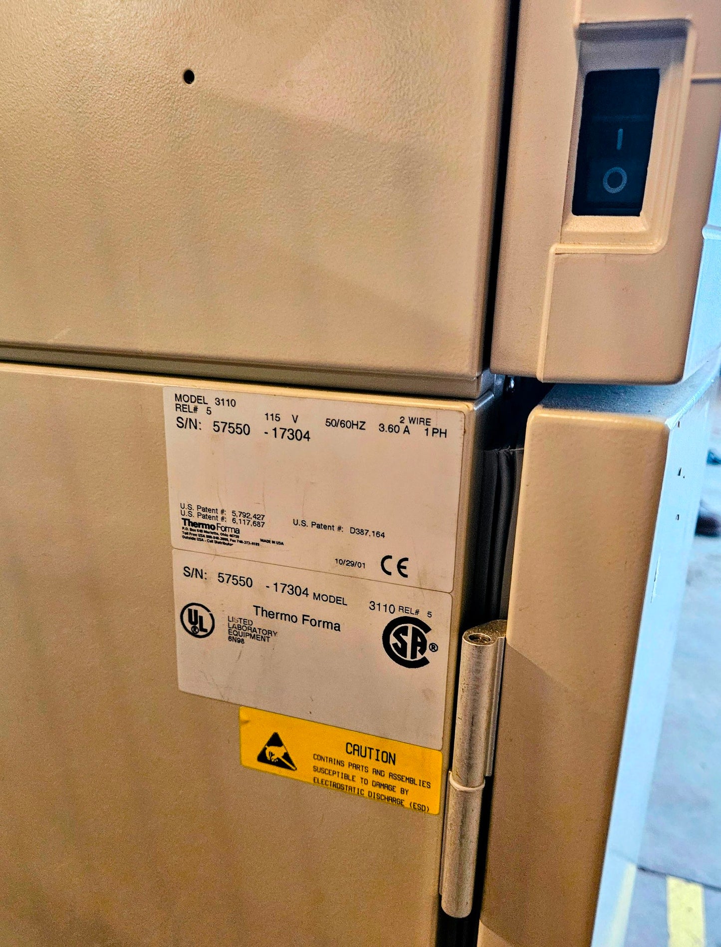 WARRANTY FORMA Model 3110 WATER JACKETED DOUBLE STACK CO2 INCUBATOR FREESHIP