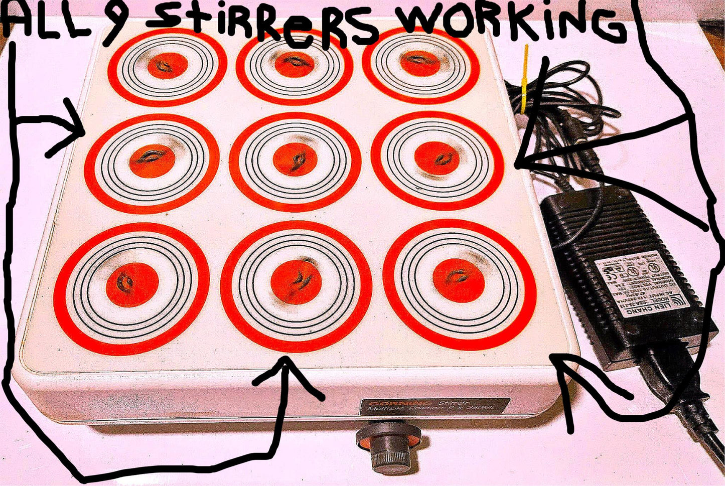 90DAYWARRANTY CORNING MP9I 9POSITION 9x250mL MAGNETIC STIRRER 2000RPM WATCHVIDE0