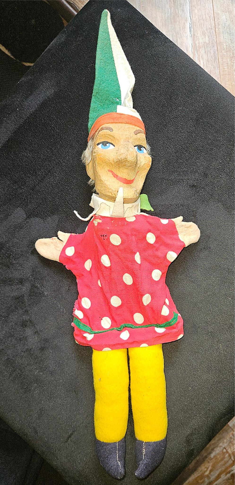 Antique KASPERTHEATER German 1930s/40s Wood Character Puppet Felt Cloth FreeShip