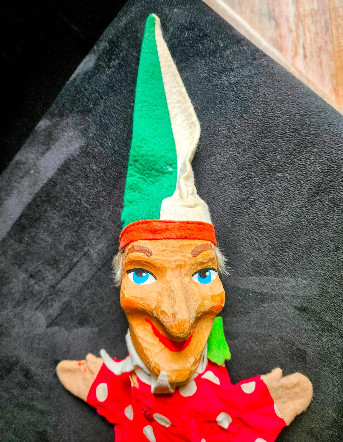 Antique KASPERTHEATER German 1930s/40s Wood Character Puppet Felt Cloth FreeShip