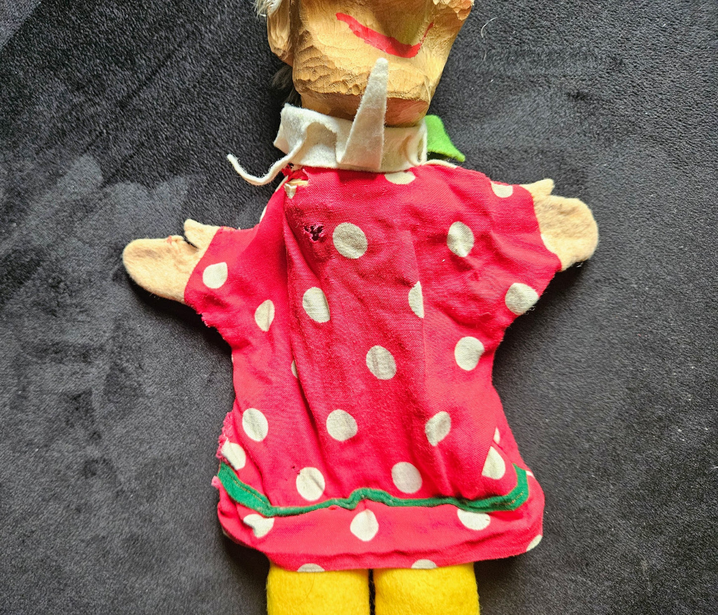 Antique KASPERTHEATER German 1930s/40s Wood Character Puppet Felt Cloth FreeShip