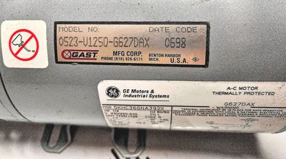 90DAYWARRANTY GAST 0523-V1250-G627DAX VACUUM PUMP & EXTRAS WATCH-VIDEO FREE-SHIP