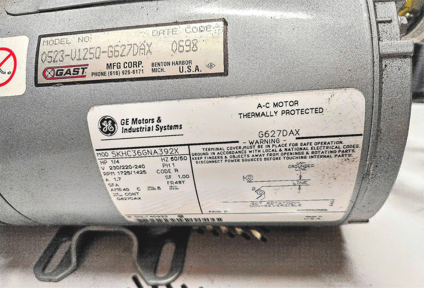 90DAYWARRANTY GAST 0523-V1250-G627DAX VACUUM PUMP & EXTRAS WATCH-VIDEO FREE-SHIP