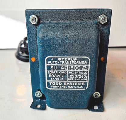 WARRANTY TODD STEP-UP AUTO TRANSFORMER SU14 110/120v 220/240v 1500VAmax FREESHIP
