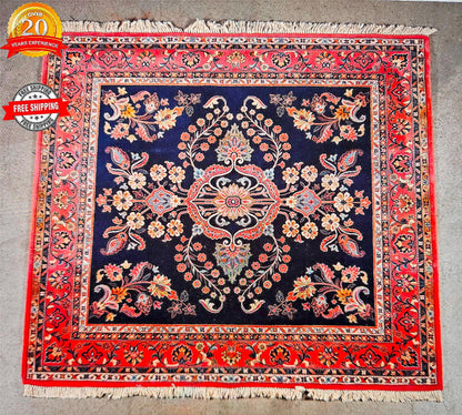 100% ORIGINAL VINTAGE WOOL KURDISH GOYAN 78"x 80" MOTH PROOF RUG GREAT CONDITION