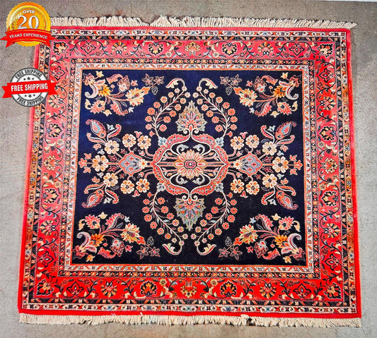 100% ORIGINAL VINTAGE WOOL KURDISH GOYAN 78"x 80" MOTH PROOF RUG GREAT CONDITION