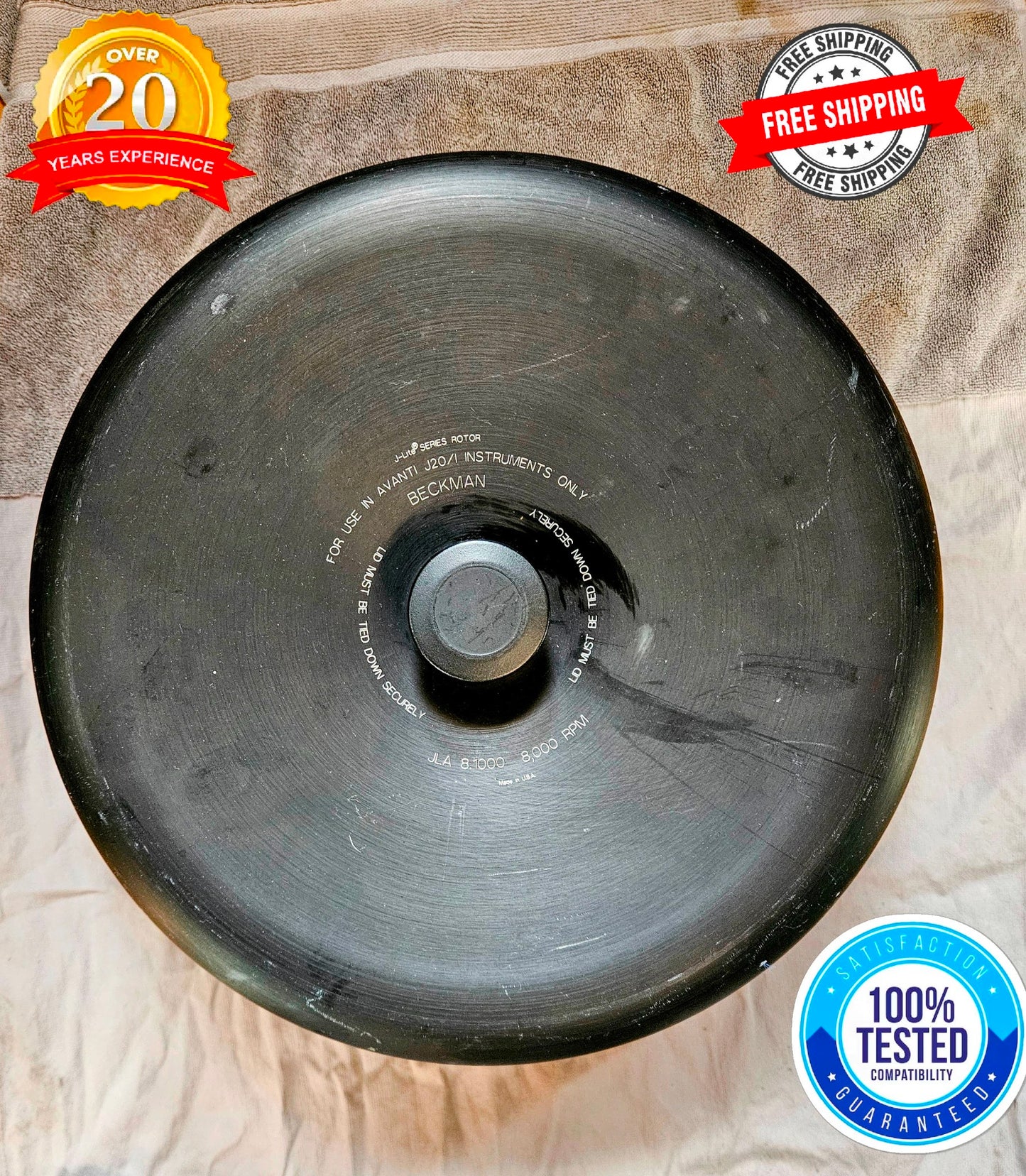 WARRANTY BECKMAN JLA 8.1000 ROTOR w/6 x1.000 BUCKETS AVANTI Centrifuges FREESHIP