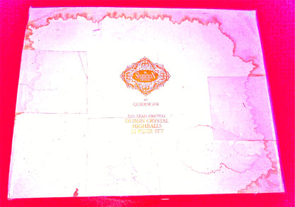 VINTAGE SET of 12 TALL SHANNON GODINGER SLOVAKIA HIGHBALL CRYSTAL GLASS FREESHIP