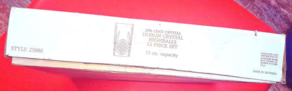 VINTAGE SET of 12 TALL SHANNON GODINGER SLOVAKIA HIGHBALL CRYSTAL GLASS FREESHIP