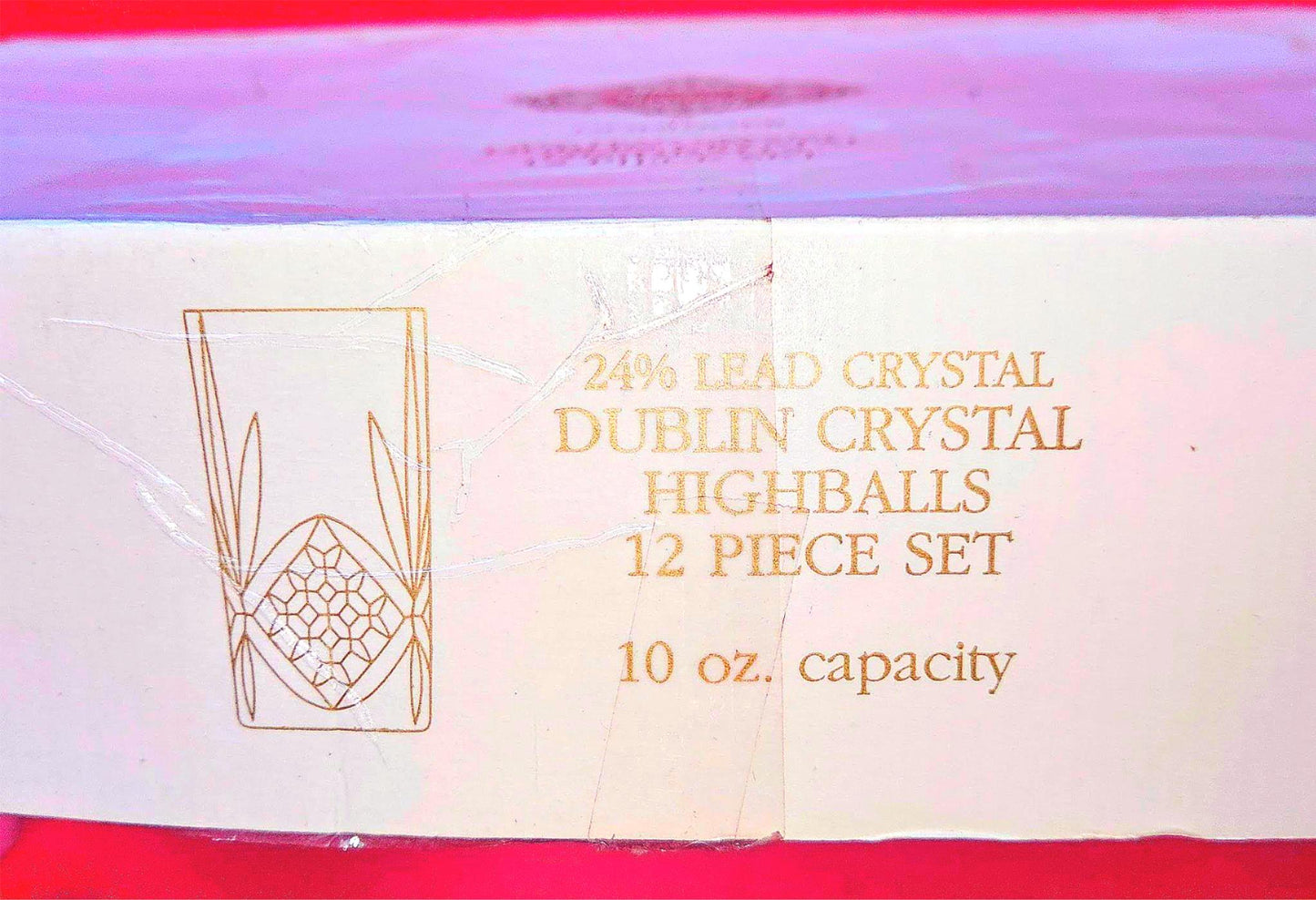 VINTAGE SET of 12 TALL SHANNON GODINGER SLOVAKIA HIGHBALL CRYSTAL GLASS FREESHIP