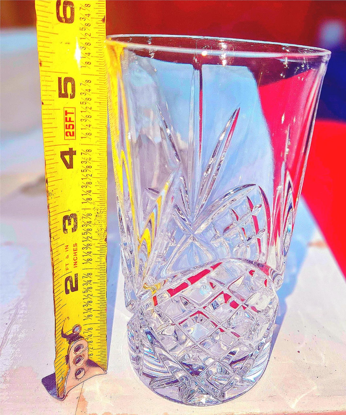 VINTAGE SET of 12 TALL SHANNON GODINGER SLOVAKIA HIGHBALL CRYSTAL GLASS FREESHIP