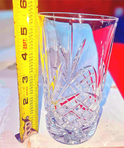 VINTAGE SET of 12 TALL SHANNON GODINGER SLOVAKIA HIGHBALL CRYSTAL GLASS FREESHIP