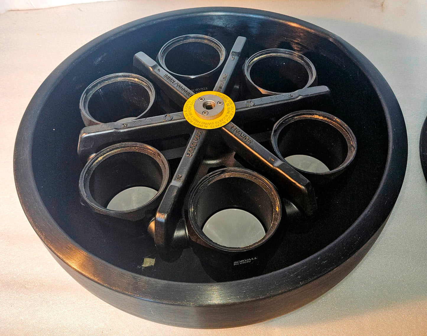 WARRANTY SORVALL H6000A  ROTOR SIX 44040 BUCKETS CONICAL BOTTLE ADAPTER LID RC 3