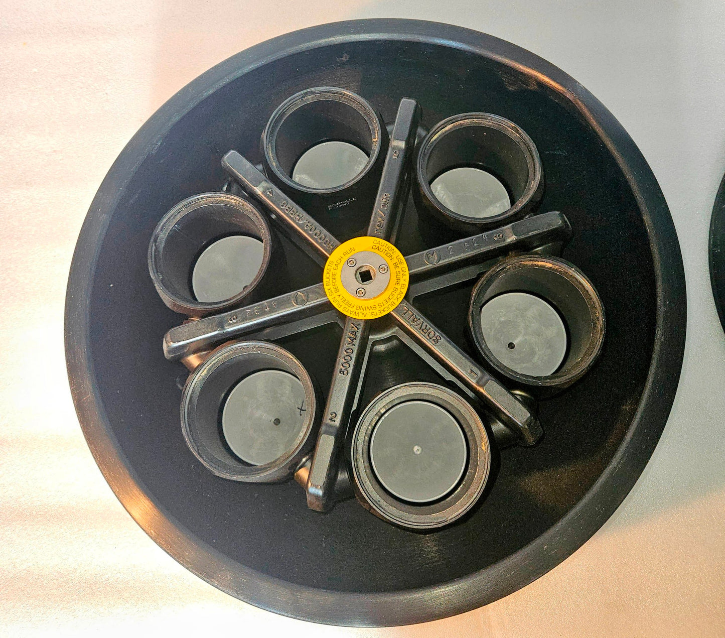 WARRANTY SORVALL H6000A  ROTOR SIX 44040 BUCKETS CONICAL BOTTLE ADAPTER LID RC 3