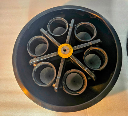 WARRANTY SORVALL H6000A  ROTOR SIX 44040 BUCKETS CONICAL BOTTLE ADAPTER LID RC 3