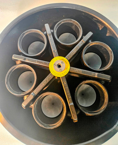 WARRANTY SORVALL H6000A  ROTOR SIX 44040 BUCKETS CONICAL BOTTLE ADAPTER LID RC 3