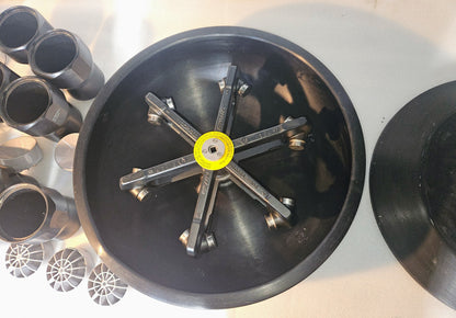 WARRANTY SORVALL H6000A  ROTOR SIX 44040 BUCKETS CONICAL BOTTLE ADAPTER LID RC 3