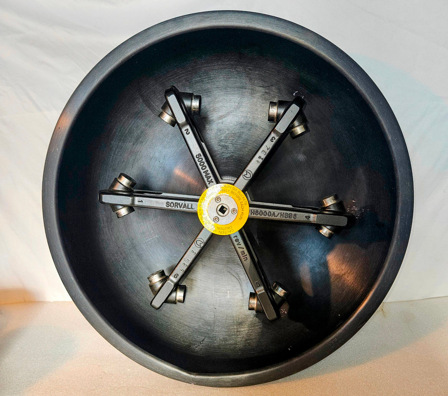 WARRANTY SORVALL H6000A  ROTOR SIX 44040 BUCKETS CONICAL BOTTLE ADAPTER LID RC 3