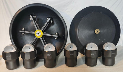 WARRANTY SORVALL H6000A  ROTOR SIX 44040 BUCKETS CONICAL BOTTLE ADAPTER LID RC 3