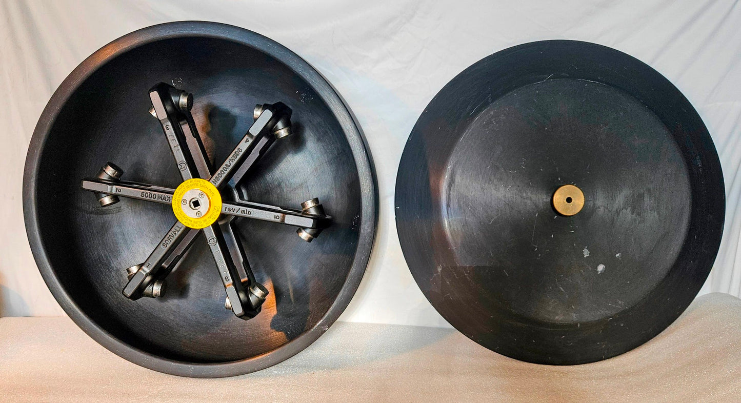 WARRANTY SORVALL H6000A  ROTOR SIX 44040 BUCKETS CONICAL BOTTLE ADAPTER LID RC 3