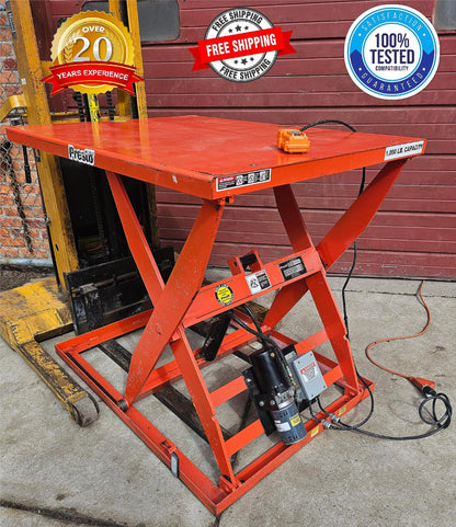 WARRANTY 1000lb PRESTO™ WXS36 ELECTRIC SCISSORS TABLE LIFT 48"x36" WATCH-VIDEO