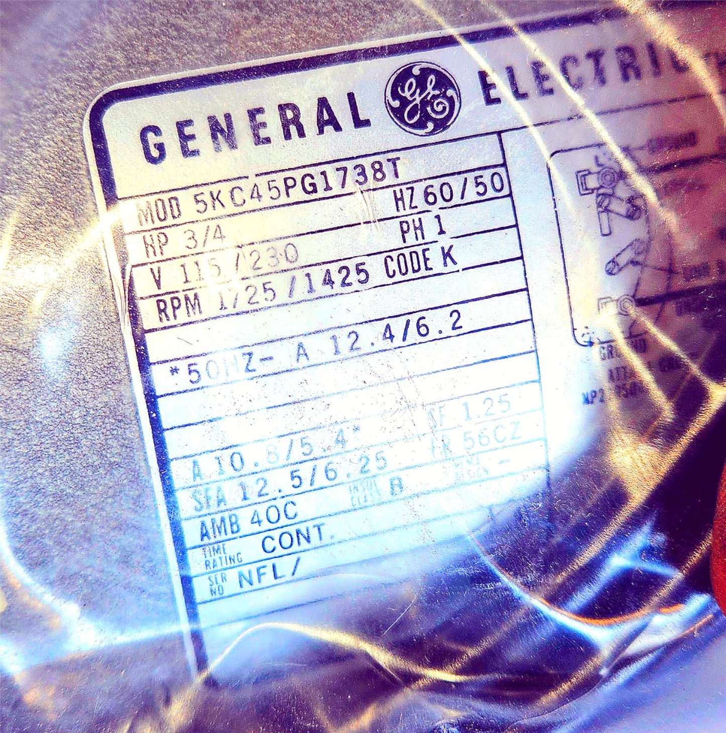 BRANDNEW GE 5KC45PG1738T 3/4HP 1PHASE V115/230 HZ 60/50 AC MOTOR PUMP FREE-SHIP