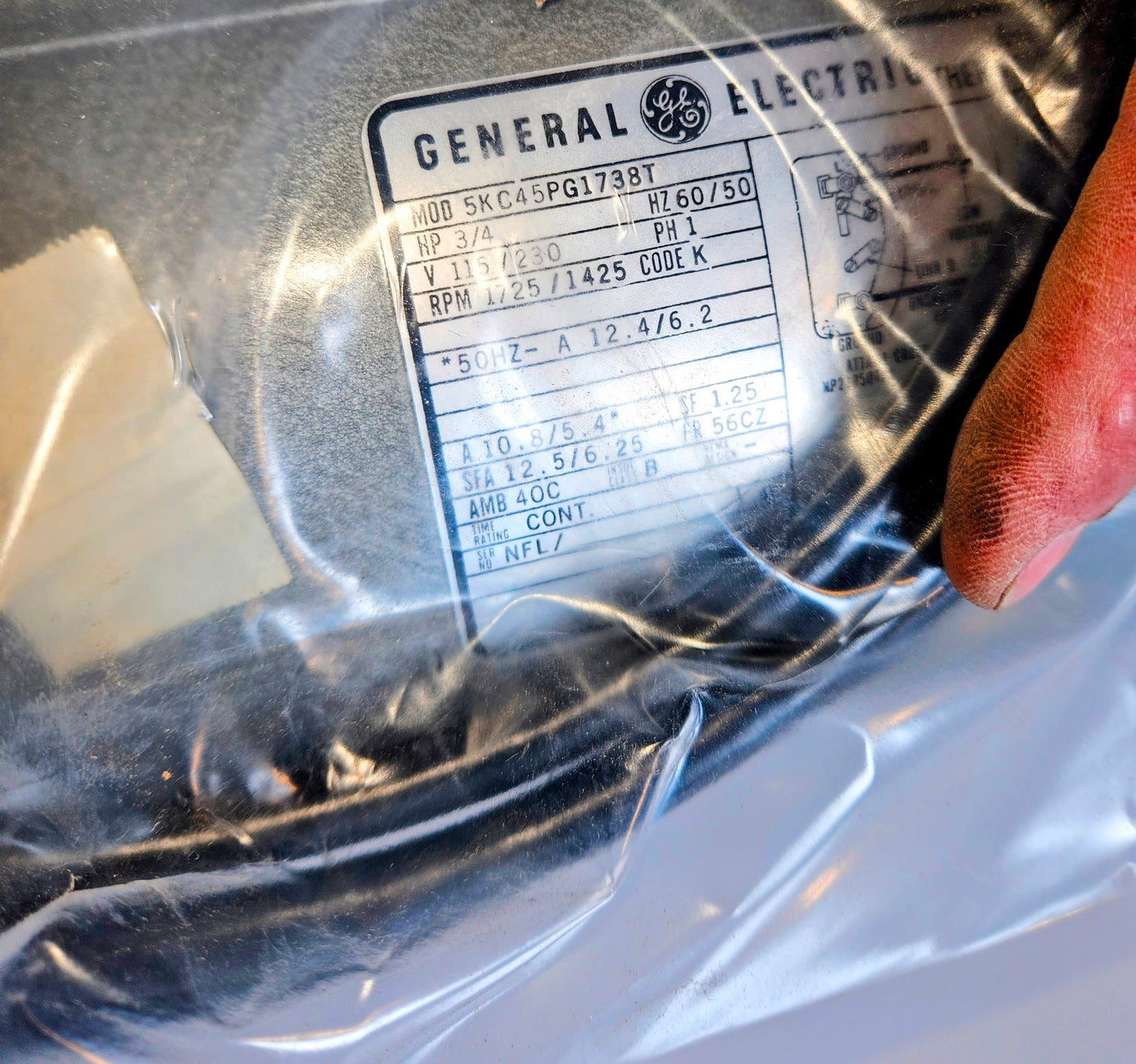 BRANDNEW GE 5KC45PG1738T 3/4HP 1PHASE V115/230 HZ 60/50 AC MOTOR PUMP FREE-SHIP