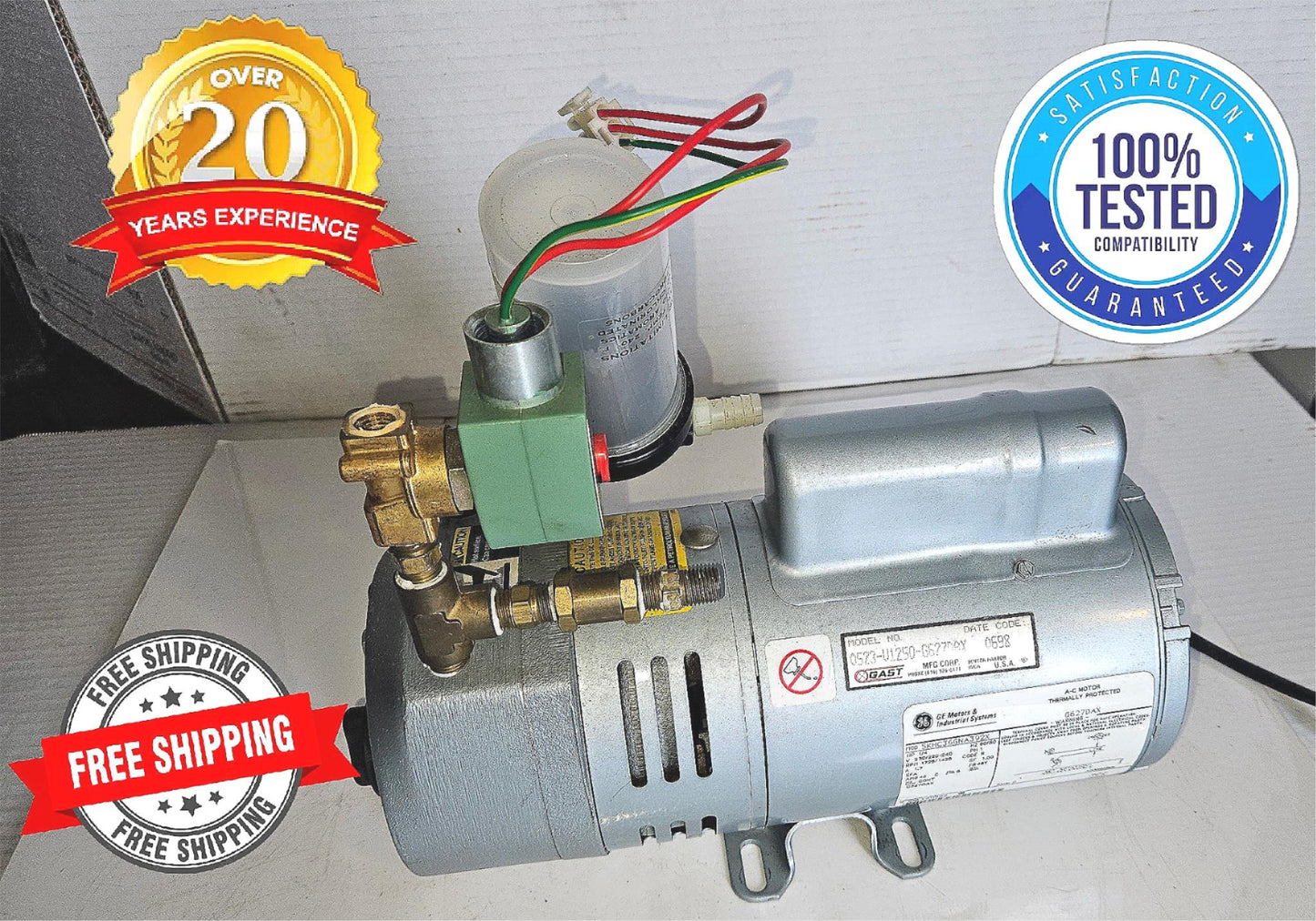 WARRANTY GAST 0523 1/4HP 1PHASE220V 60/50HZ ROTARY VANE COMPRESSOR PUMP FREESHIP