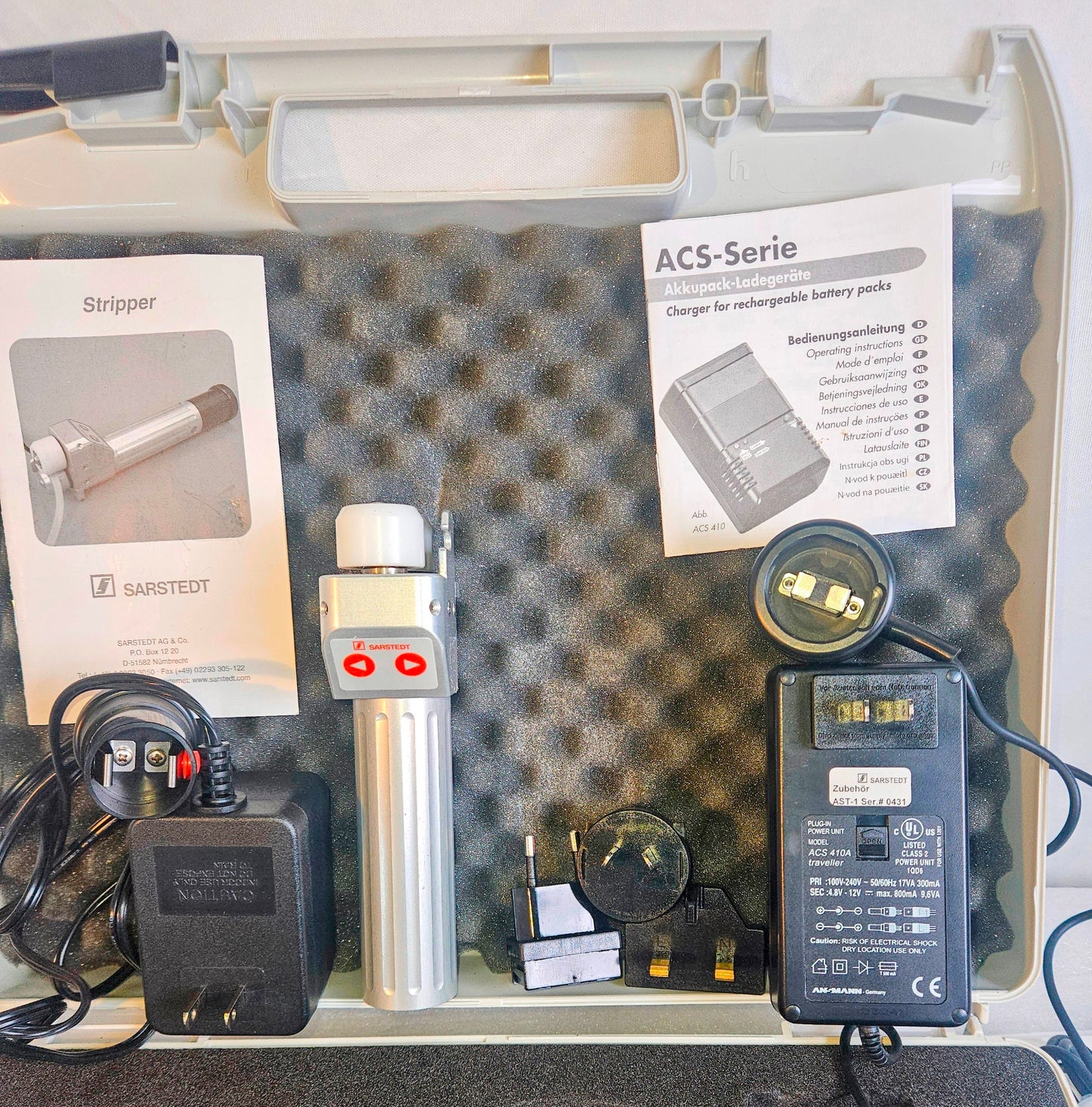 SARSTEDT AST-1 ELECTRIC HANDHELD BLOOD BAG TUBE STRIPPER CASE NOBATTERY FREESHIP