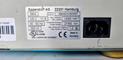 WARRANTY EPPENDORF 5804 CENTRIFUGE w A-4-44 ROTOR & BUCKETS WATCH-VIDEO FREESHIP