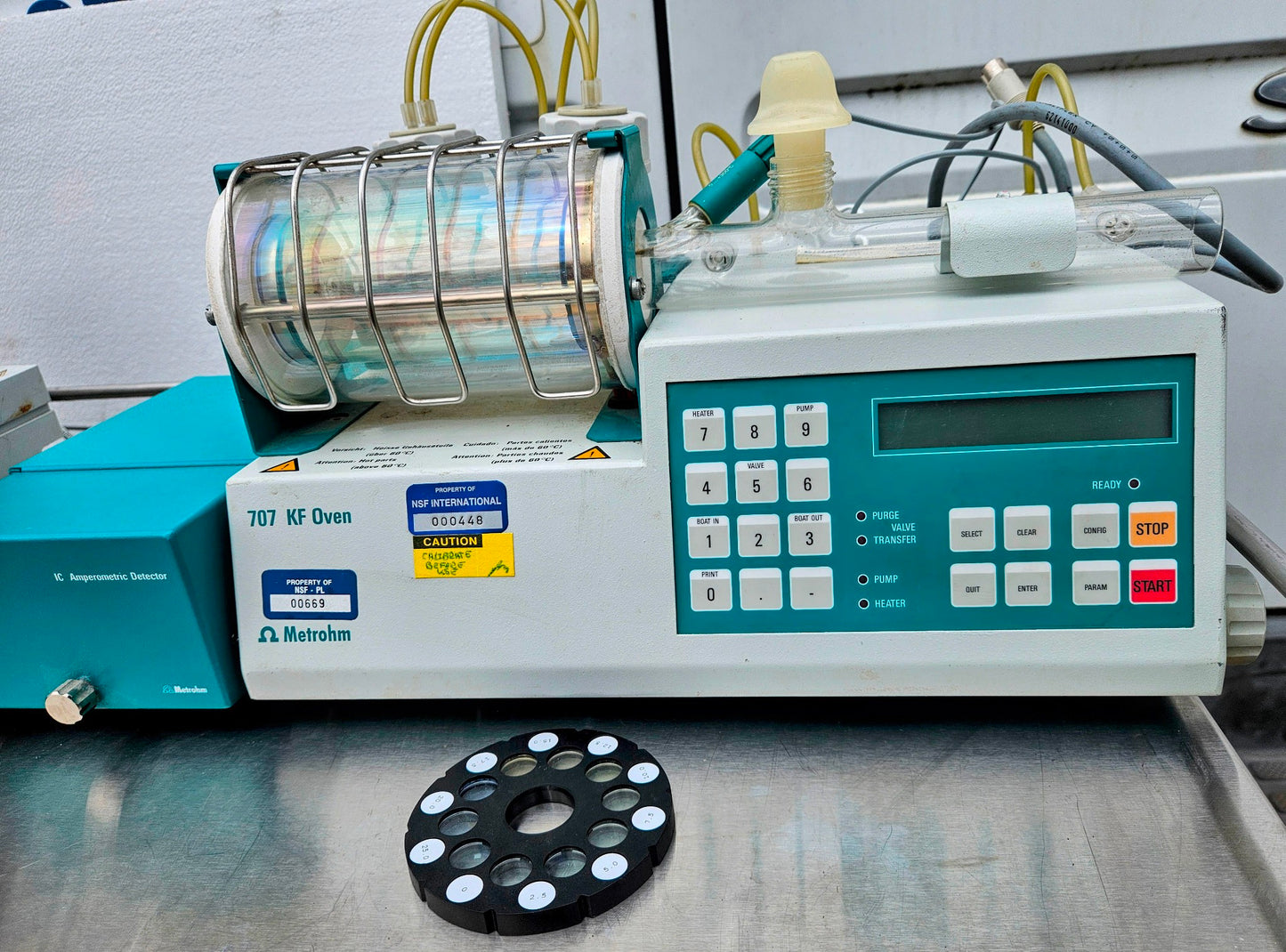 MEHTRON 831 KF COLOUMETER KEYBOARD 707 OVEN 703 RS 232 IC AMPEROMETRIC DETECTOR