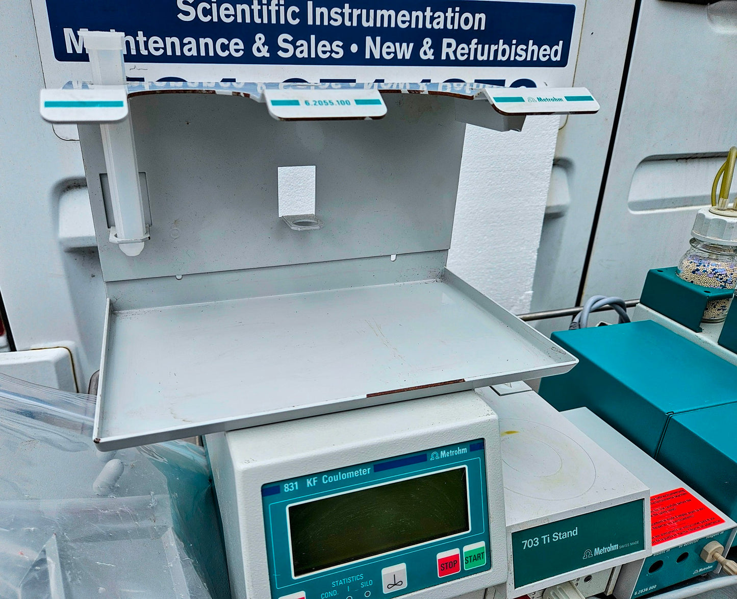 MEHTRON 831 KF COLOUMETER KEYBOARD 707 OVEN 703 RS 232 IC AMPEROMETRIC DETECTOR