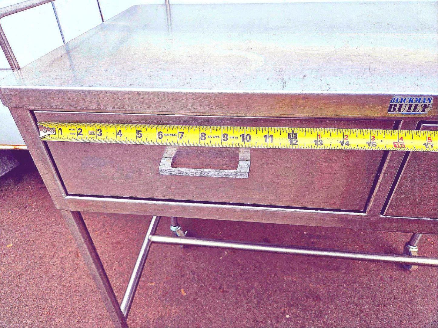 BLICKMAN 7856SS-HB STAINLESS STEEEL CRESCENT TABLE DESK ON WHEELS FREE SHIPPING